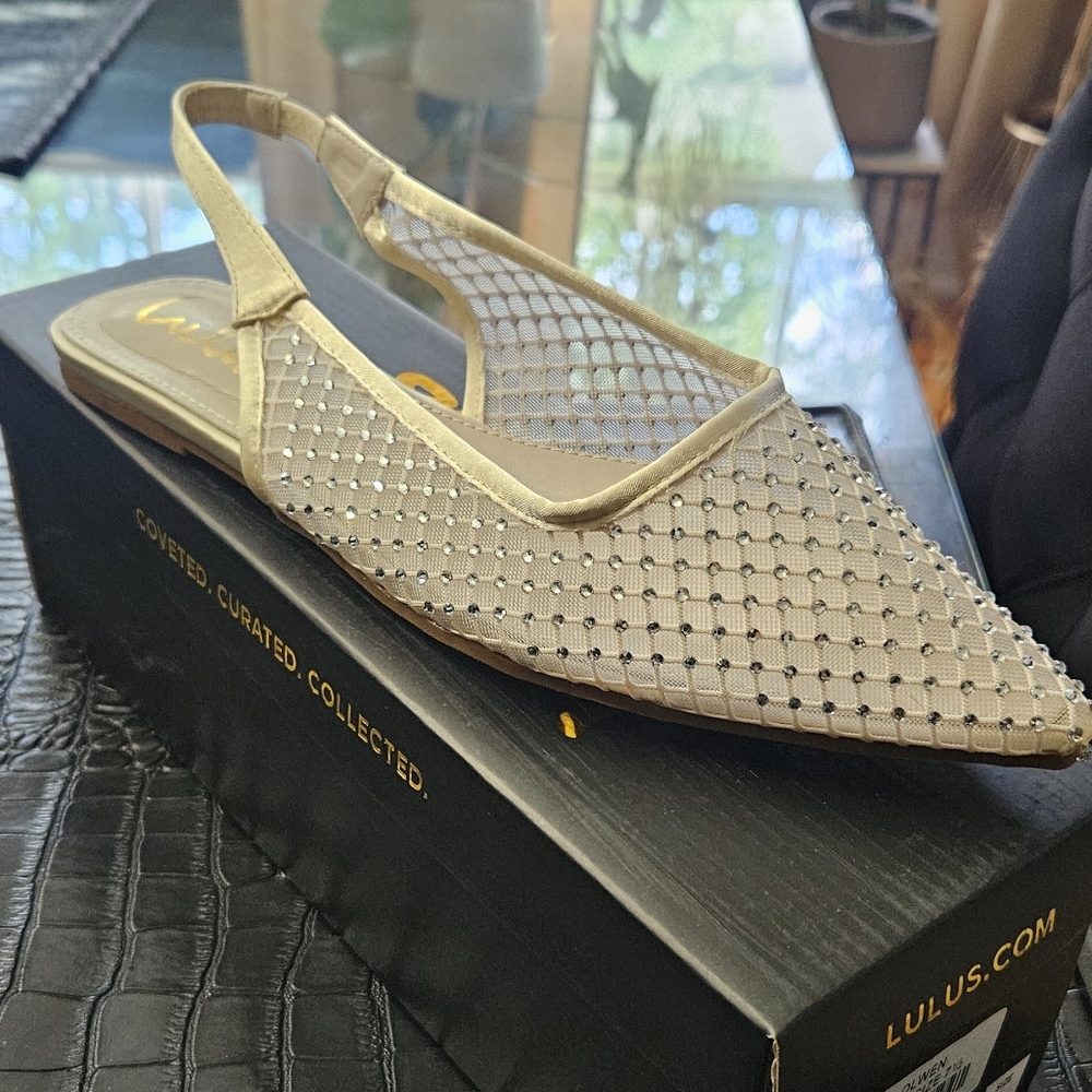 Lulu's Vanilla Mesh Slingback Flats
